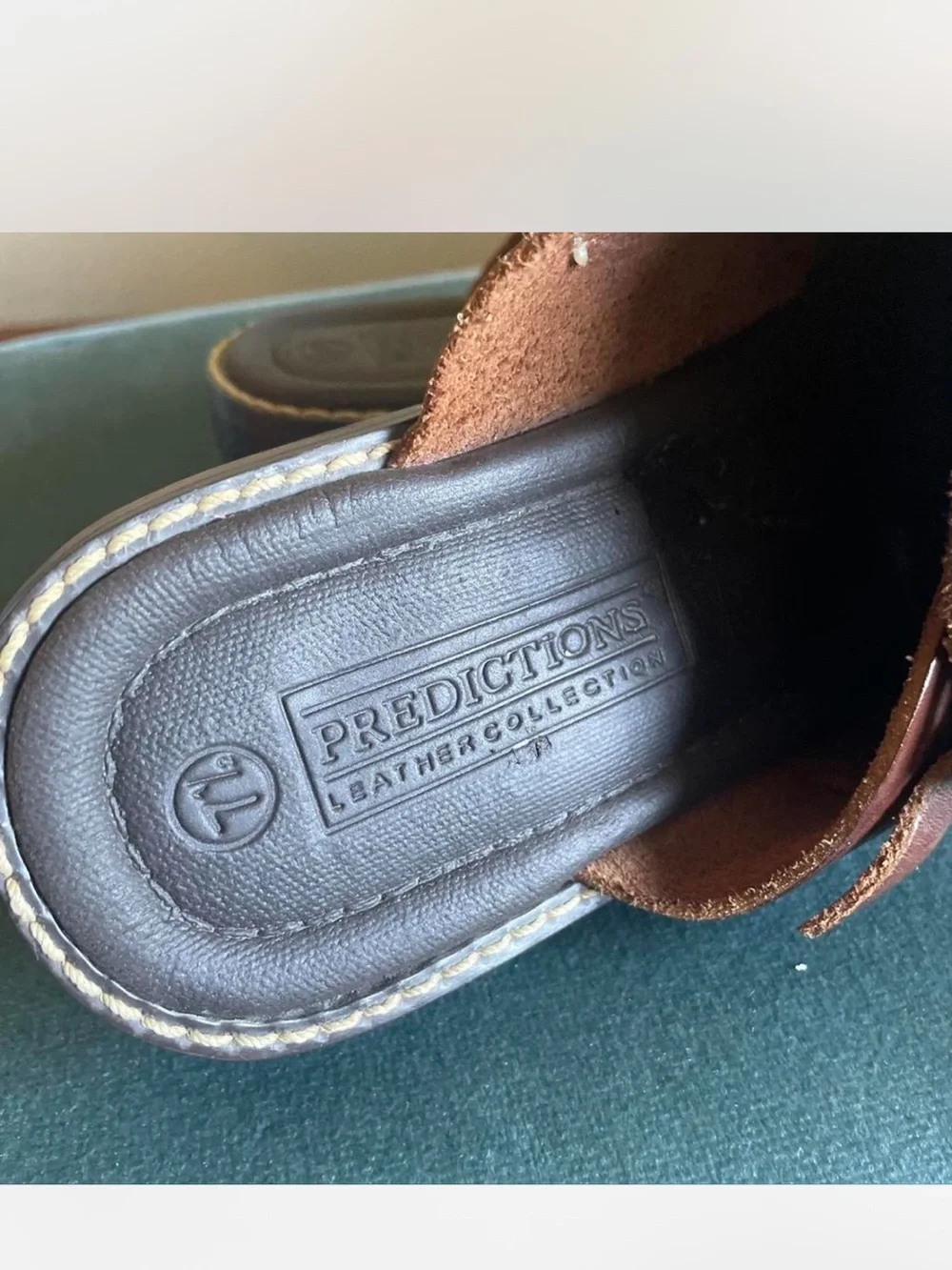 Predictions Leather Collection Brown Woven Leather Slip-On Clogs with Buckle